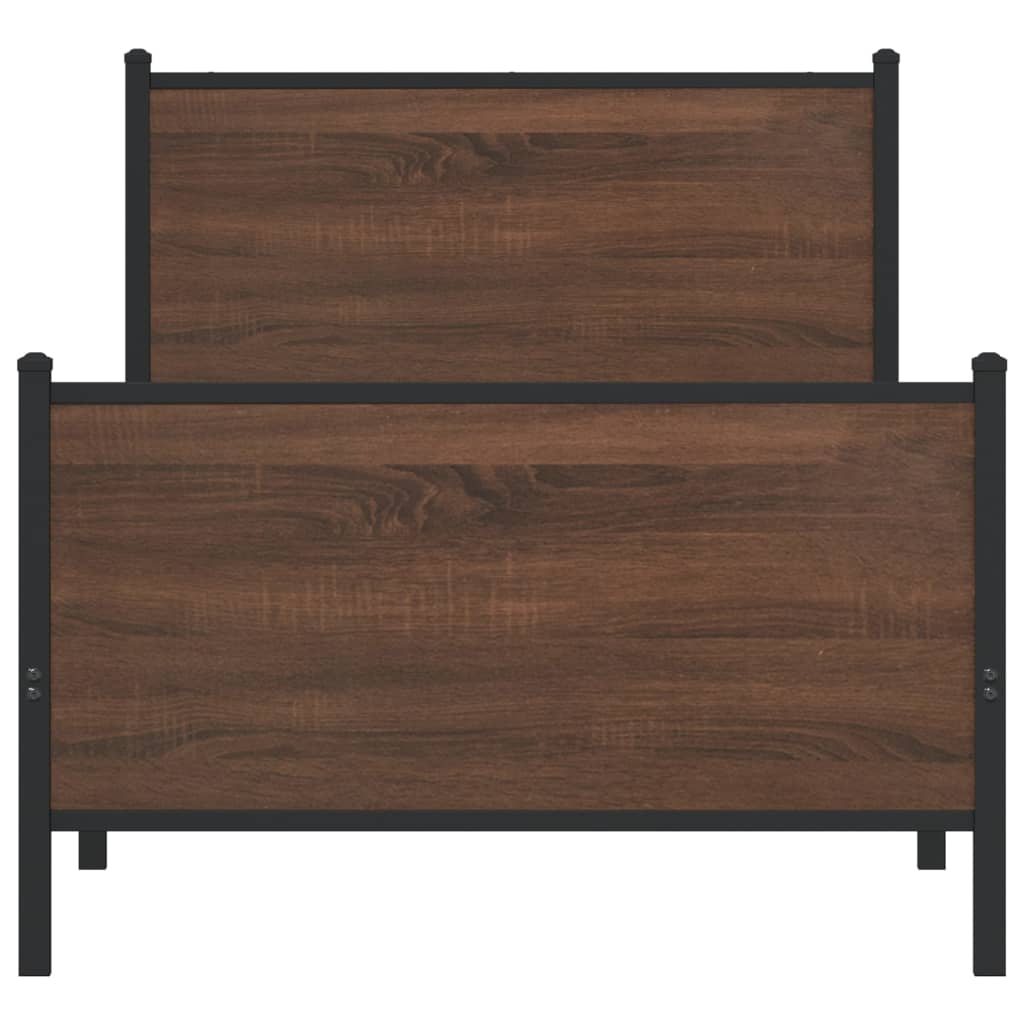 Cadre de lit en métal sans matelas chêne marron 90x190 cm - XIOS