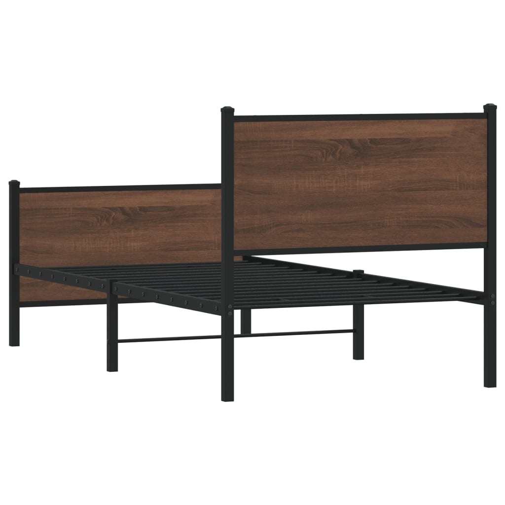 Cadre de lit en métal sans matelas chêne marron 90x190 cm - XIOS