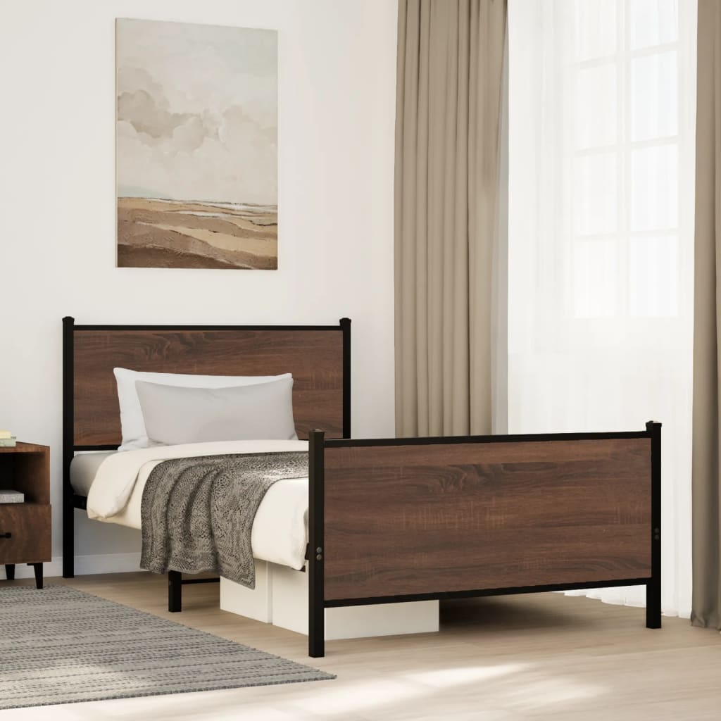 Cadre de lit en métal sans matelas chêne marron 100x200 cm - XIOS