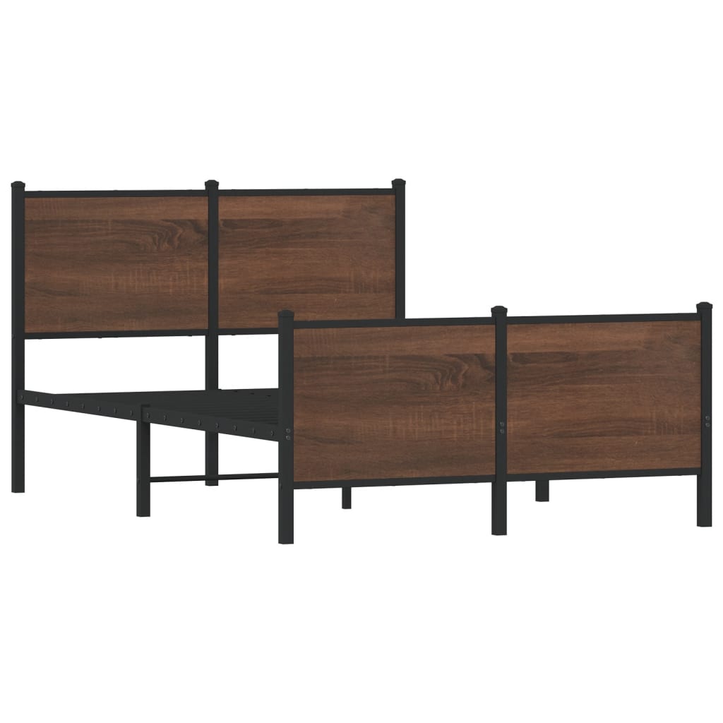 Cadre de lit en métal sans matelas chêne marron 120x190 cm - XIOS