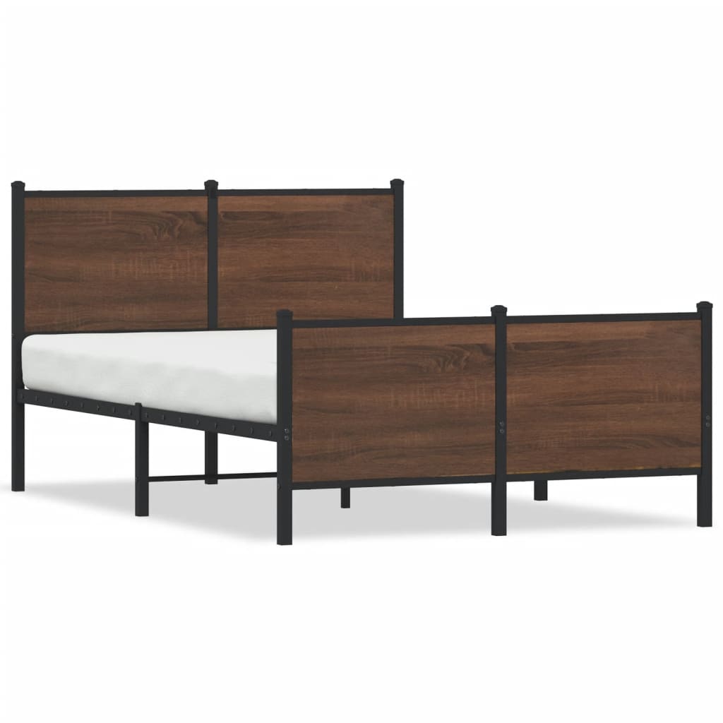 Cadre de lit en métal sans matelas chêne marron 137x190 cm - XIOS