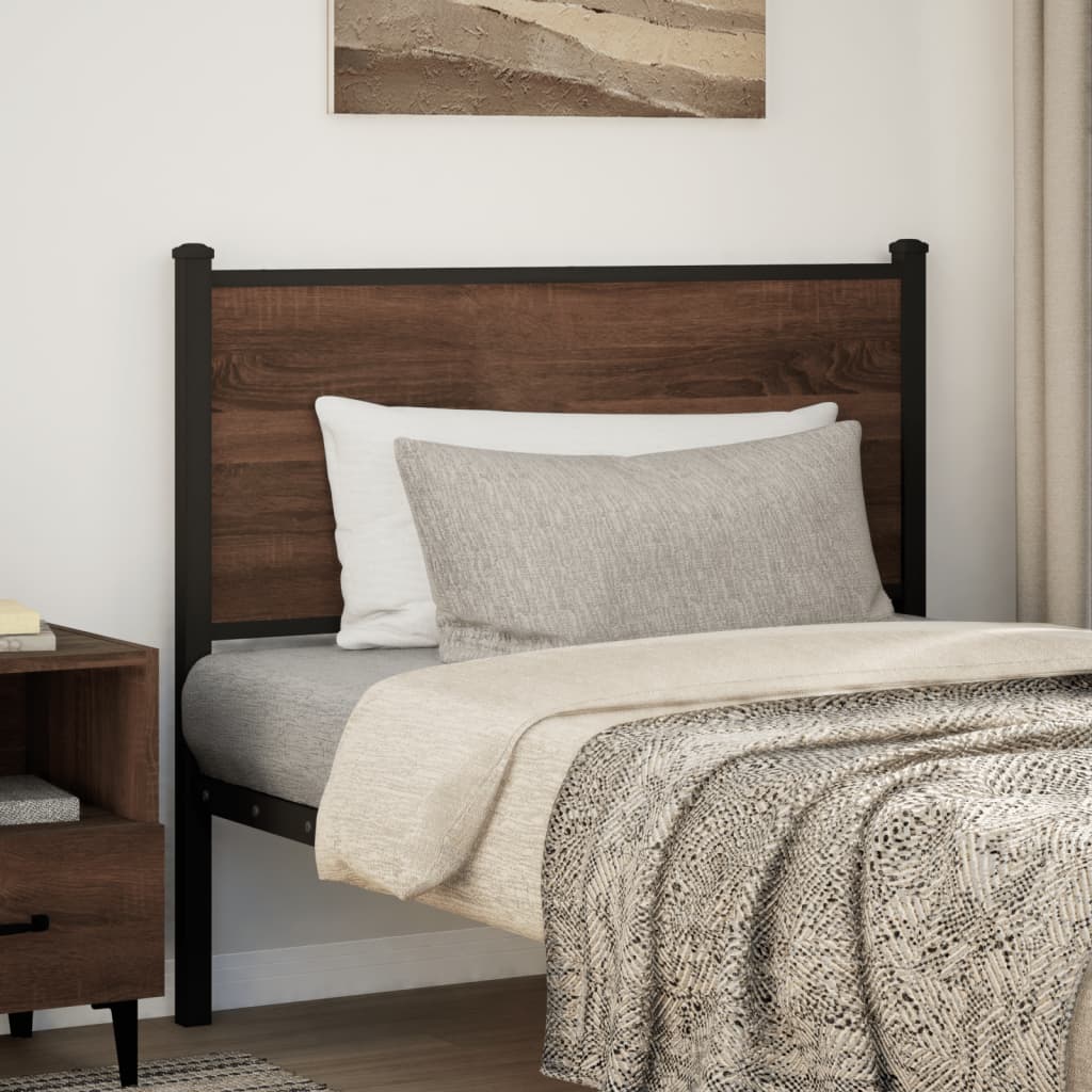 Tête de lit chêne marron 100 cm bois d'ingénierie et acier Têtes et pieds de lit vidaXL   