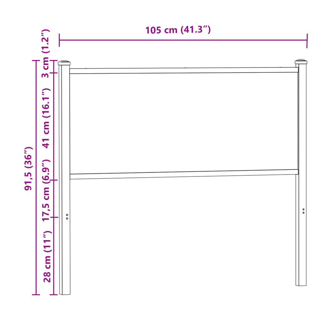 Tête de lit chêne marron 100 cm bois d'ingénierie et acier Têtes et pieds de lit vidaXL   
