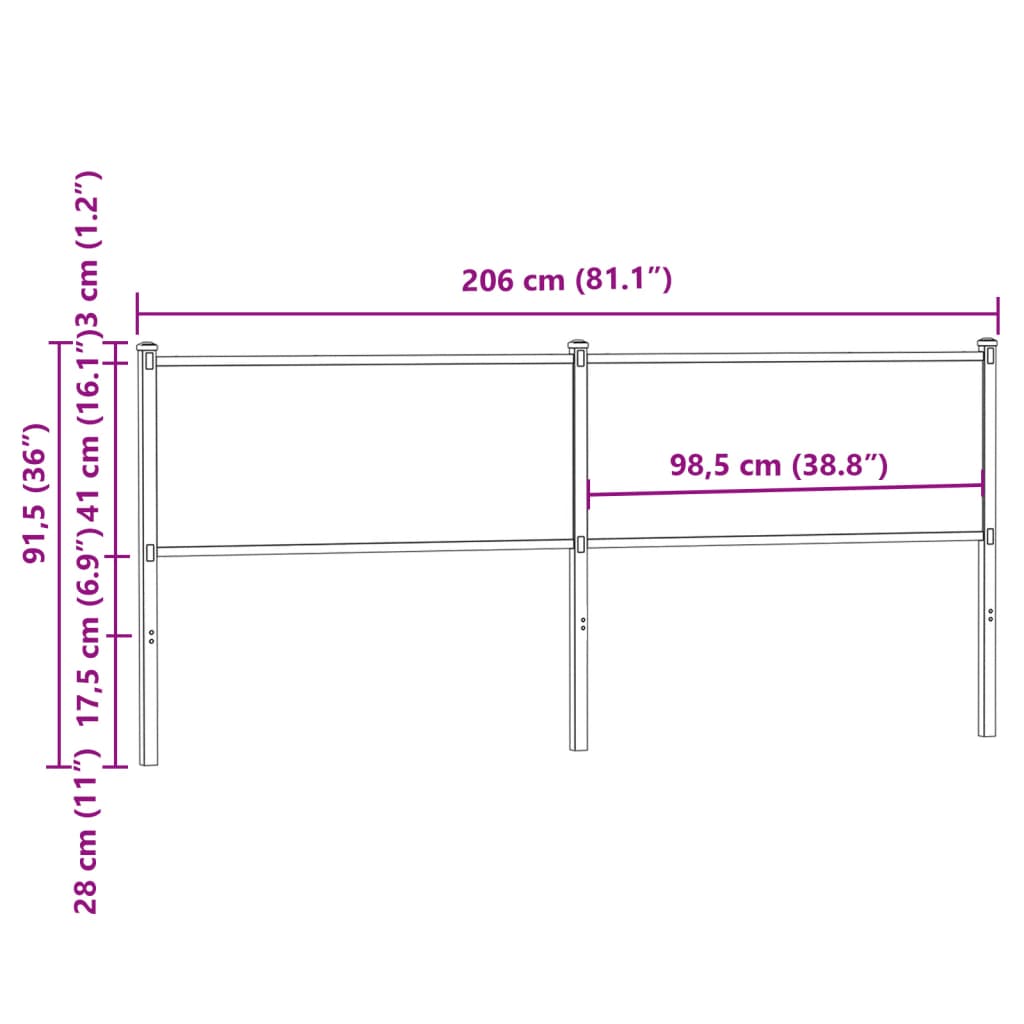 Tête de lit de remplacement chêne marron 200 cm bois d'ingénierie et acier - XIOS