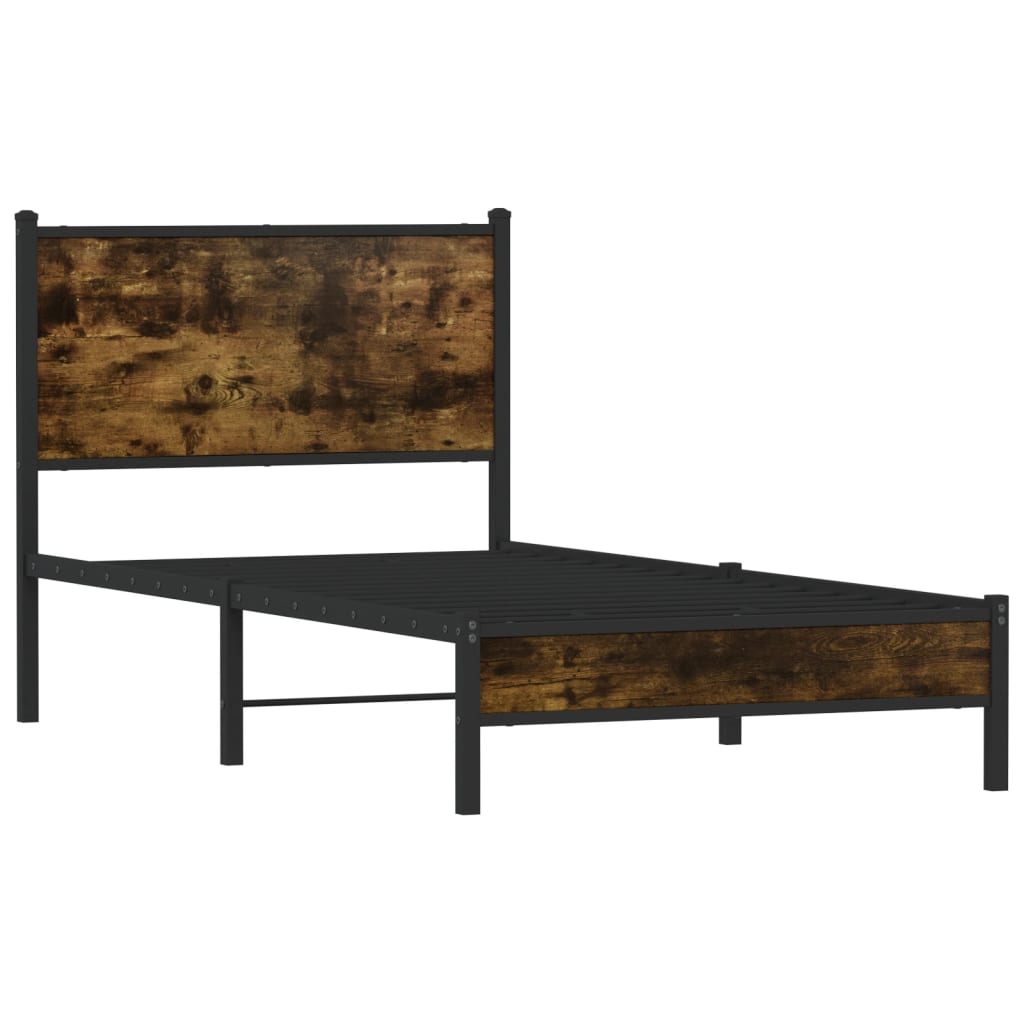 Cadre de lit en métal sans matelas chêne fumé 90x190 cm - XIOS