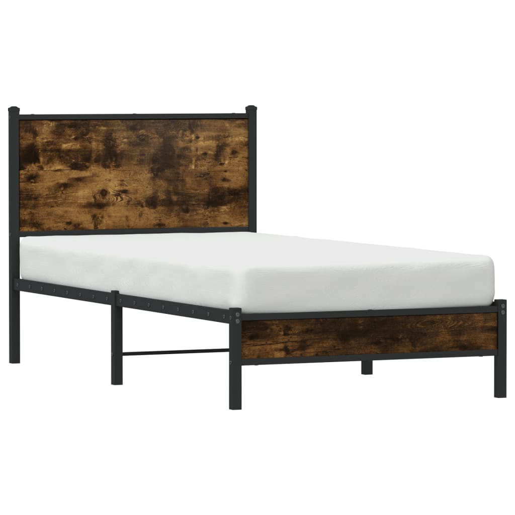 Cadre de lit en métal sans matelas chêne fumé 90x190 cm - XIOS