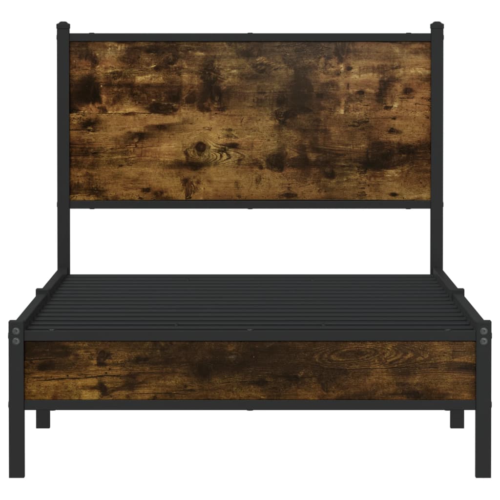 Cadre de lit en métal sans matelas chêne fumé 90x190 cm - XIOS