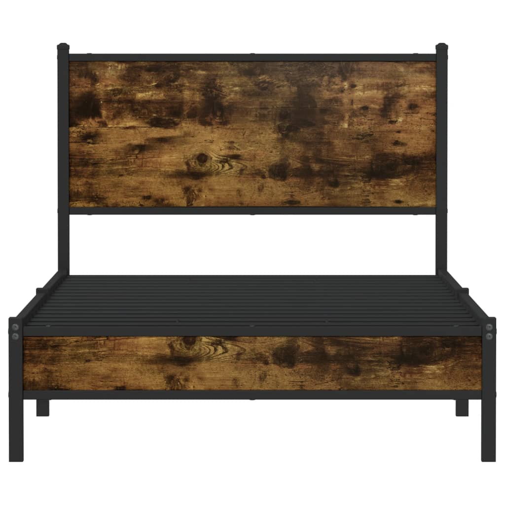 Cadre de lit en métal sans matelas chêne fumé 100x190 cm - XIOS