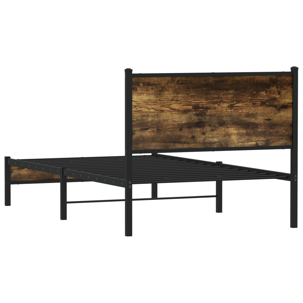 Cadre de lit en métal sans matelas chêne fumé 100x190 cm - XIOS