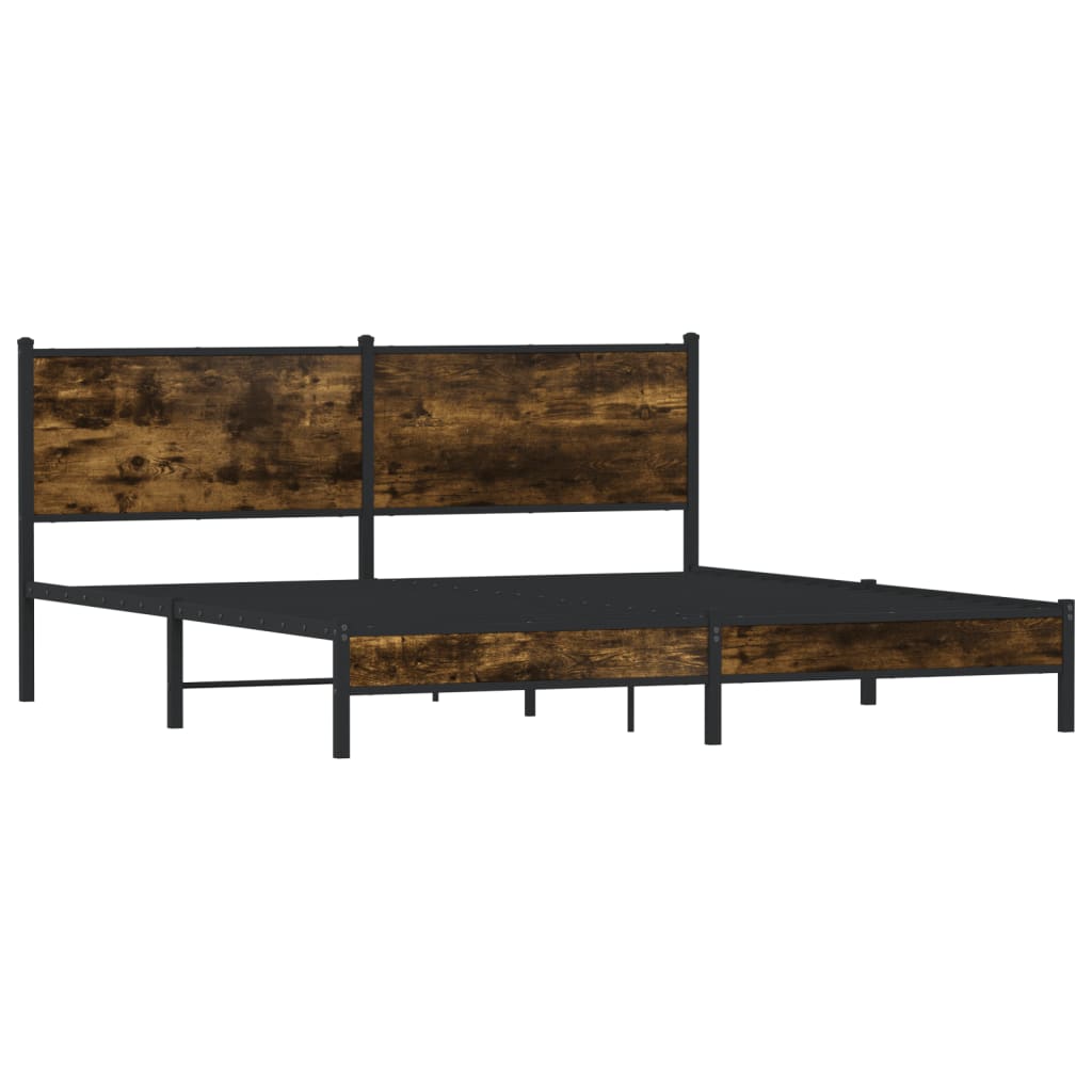 Cadre de lit en métal sans matelas chêne fumé 160x200 cm - XIOS