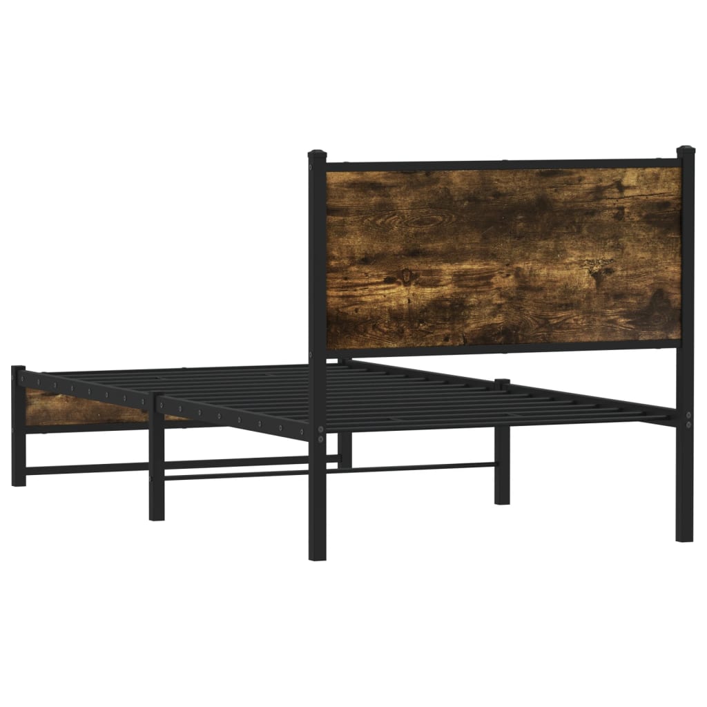 Cadre de lit en métal sans matelas chêne fumé 75x190 cm - XIOS