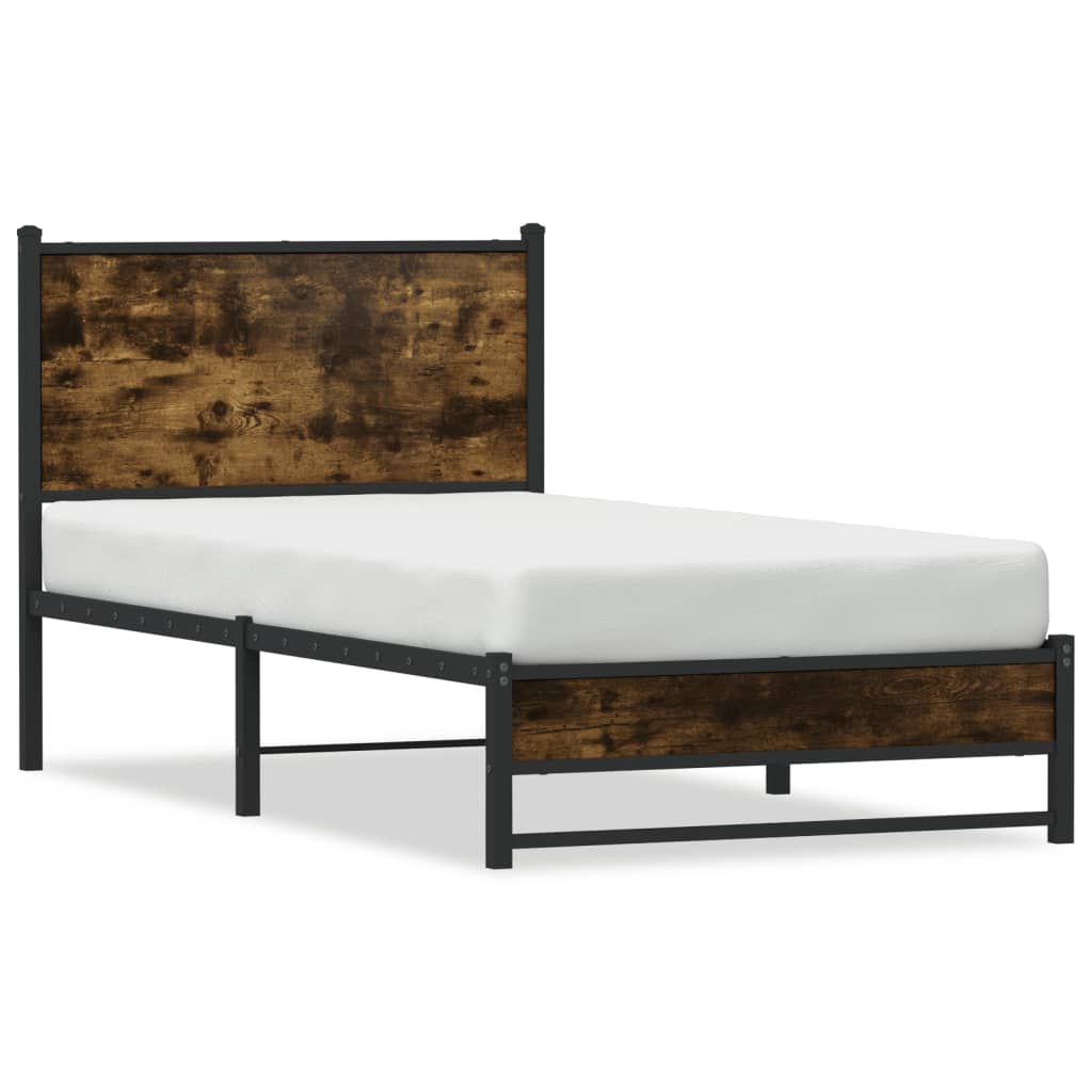 Cadre de lit en métal sans matelas chêne fumé 80x200 cm - XIOS