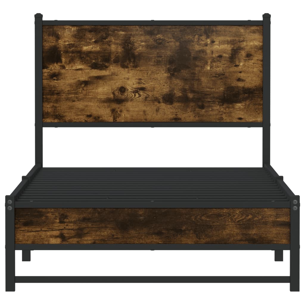 Cadre de lit en métal sans matelas chêne fumé 80x200 cm - XIOS