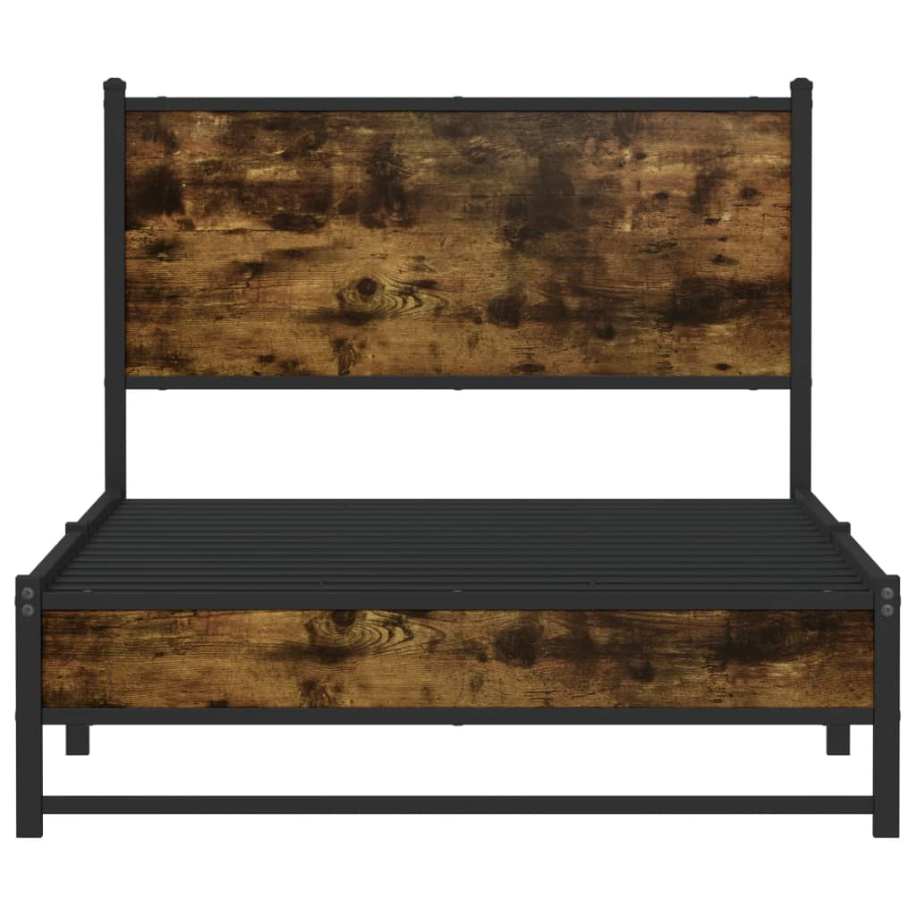 Cadre de lit en métal sans matelas chêne fumé 100x190 cm - XIOS