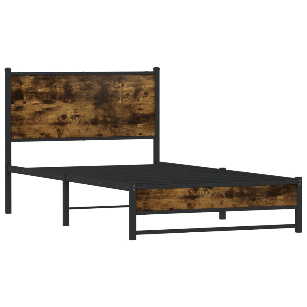 Cadre de lit en métal sans matelas chêne fumé 107x203 cm - XIOS