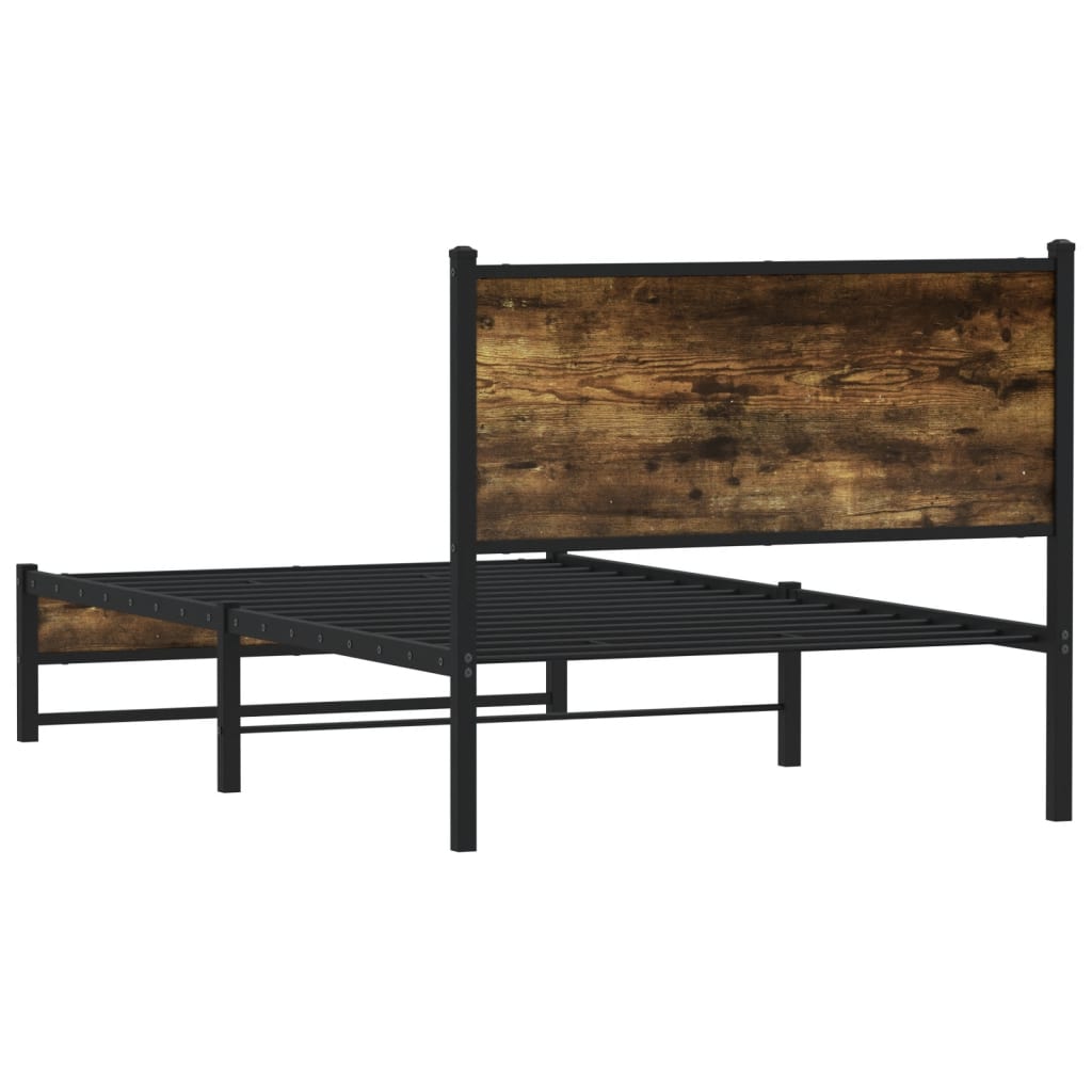 Cadre de lit en métal sans matelas chêne fumé 107x203 cm - XIOS