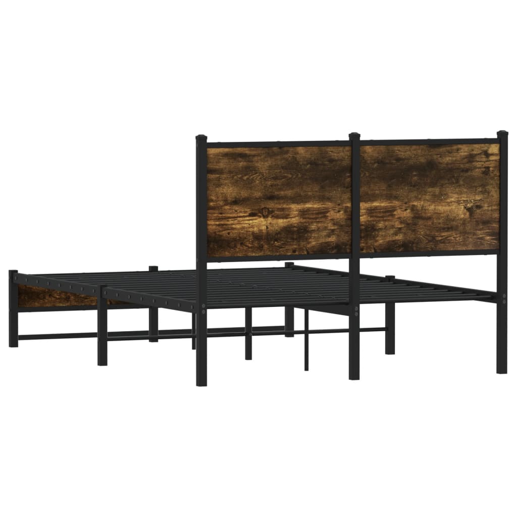 Cadre de lit en métal sans matelas chêne fumé 120x190 cm - XIOS