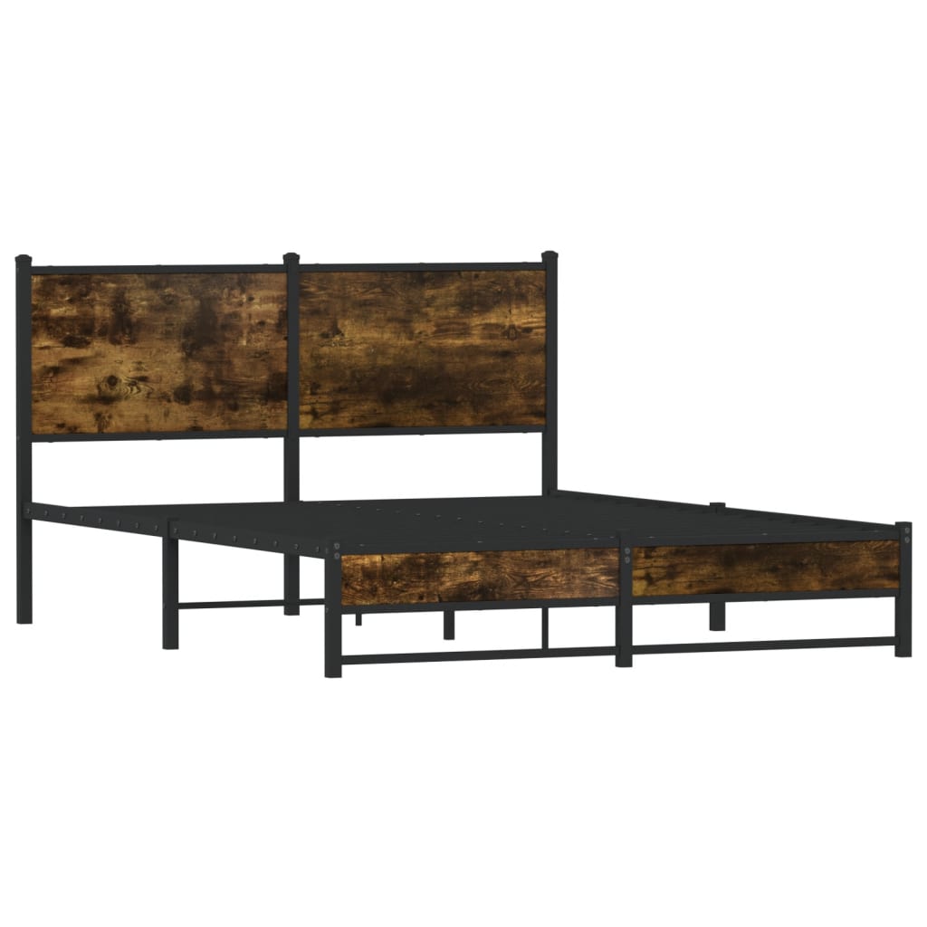 Cadre de lit en métal sans matelas chêne fumé 137x190 cm - XIOS