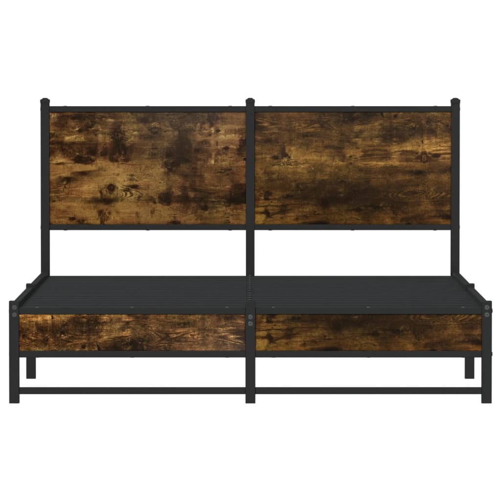 Cadre de lit en métal sans matelas chêne fumé 137x190 cm - XIOS