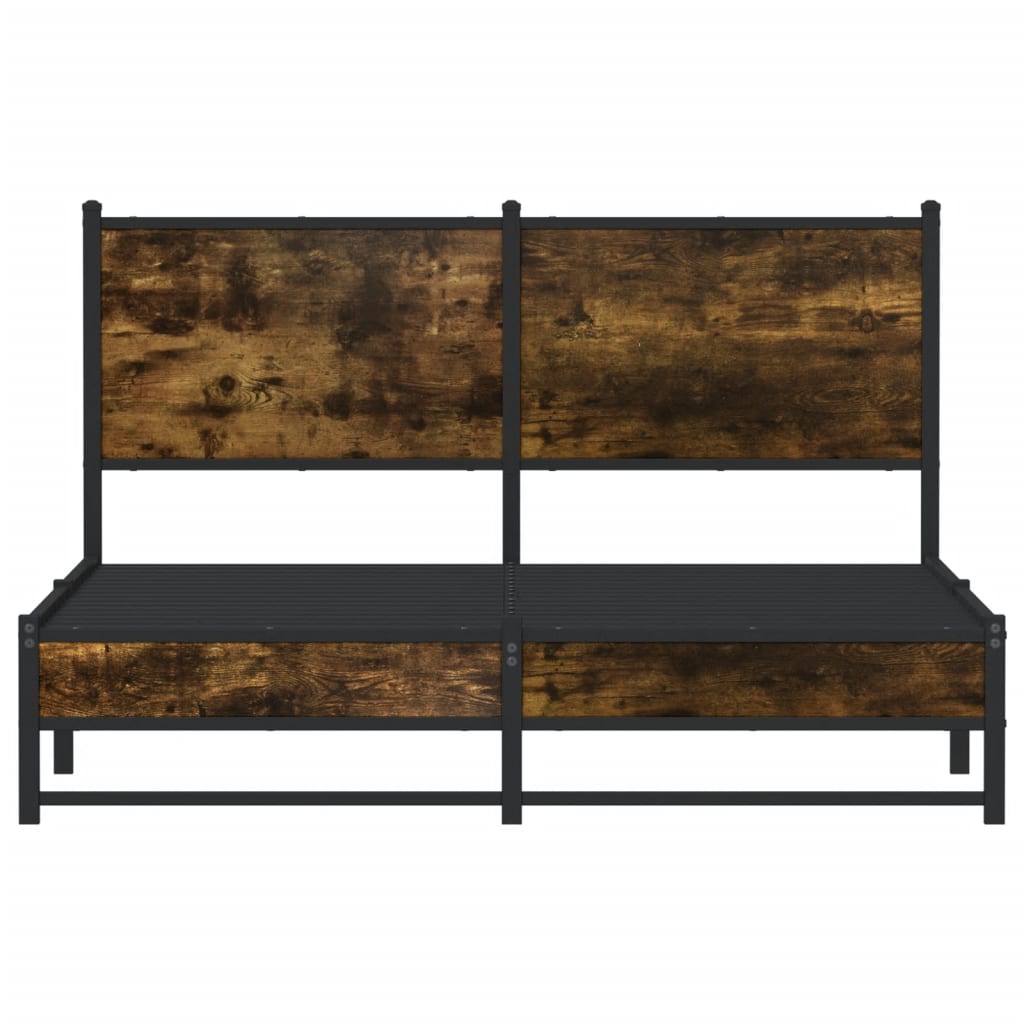 Cadre de lit en métal sans matelas chêne fumé 140x200 cm - XIOS