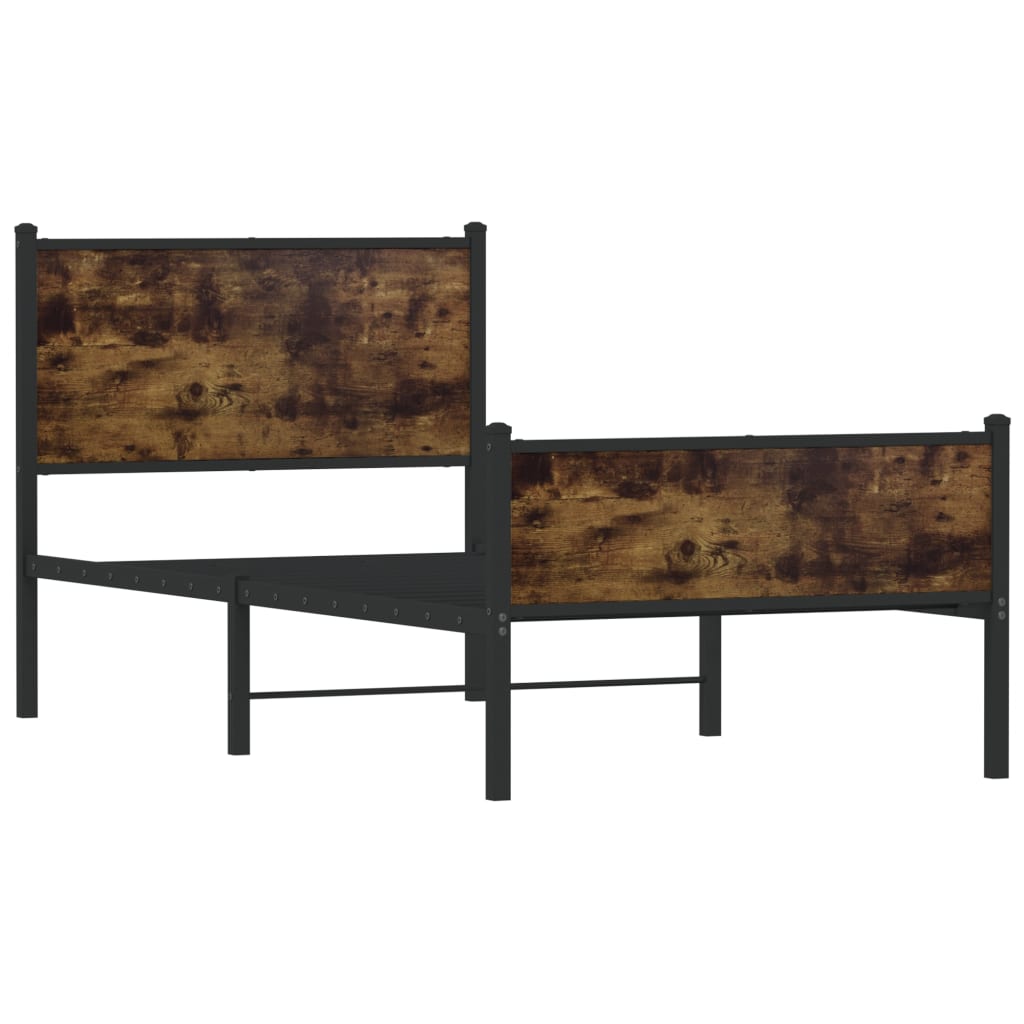 Cadre de lit en métal sans matelas chêne fumé 75x190 cm - XIOS
