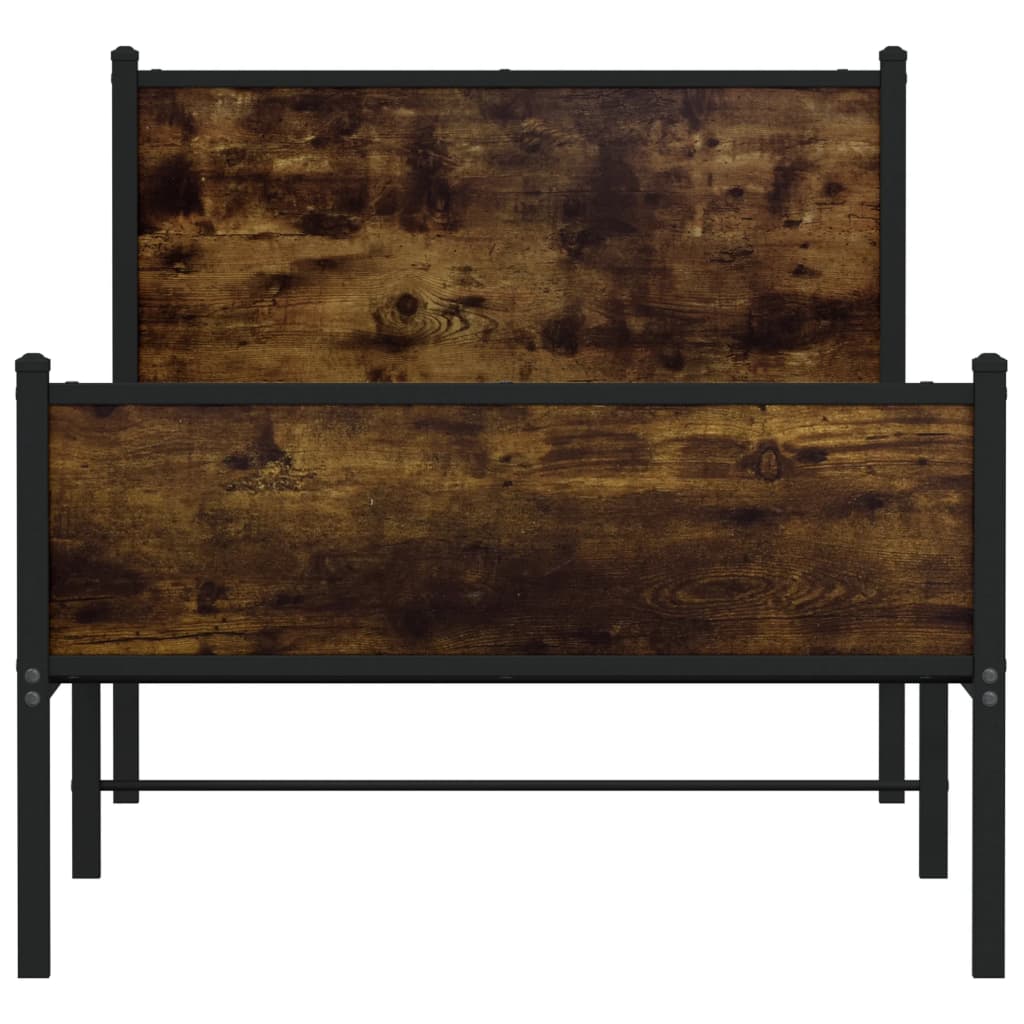 Cadre de lit en métal sans matelas chêne fumé 90x190 cm - XIOS