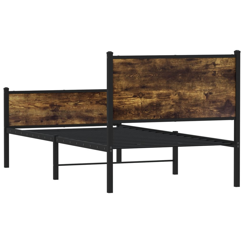 Cadre de lit en métal sans matelas chêne fumé 90x200 cm - XIOS