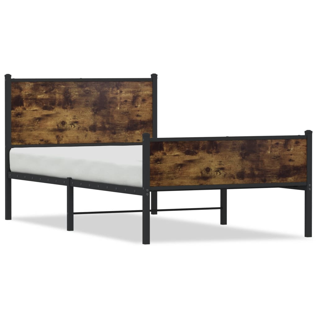 Cadre de lit en métal sans matelas chêne fumé 100x190 cm - XIOS