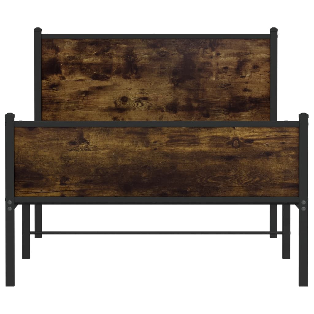 Cadre de lit en métal sans matelas chêne fumé 100x190 cm - XIOS