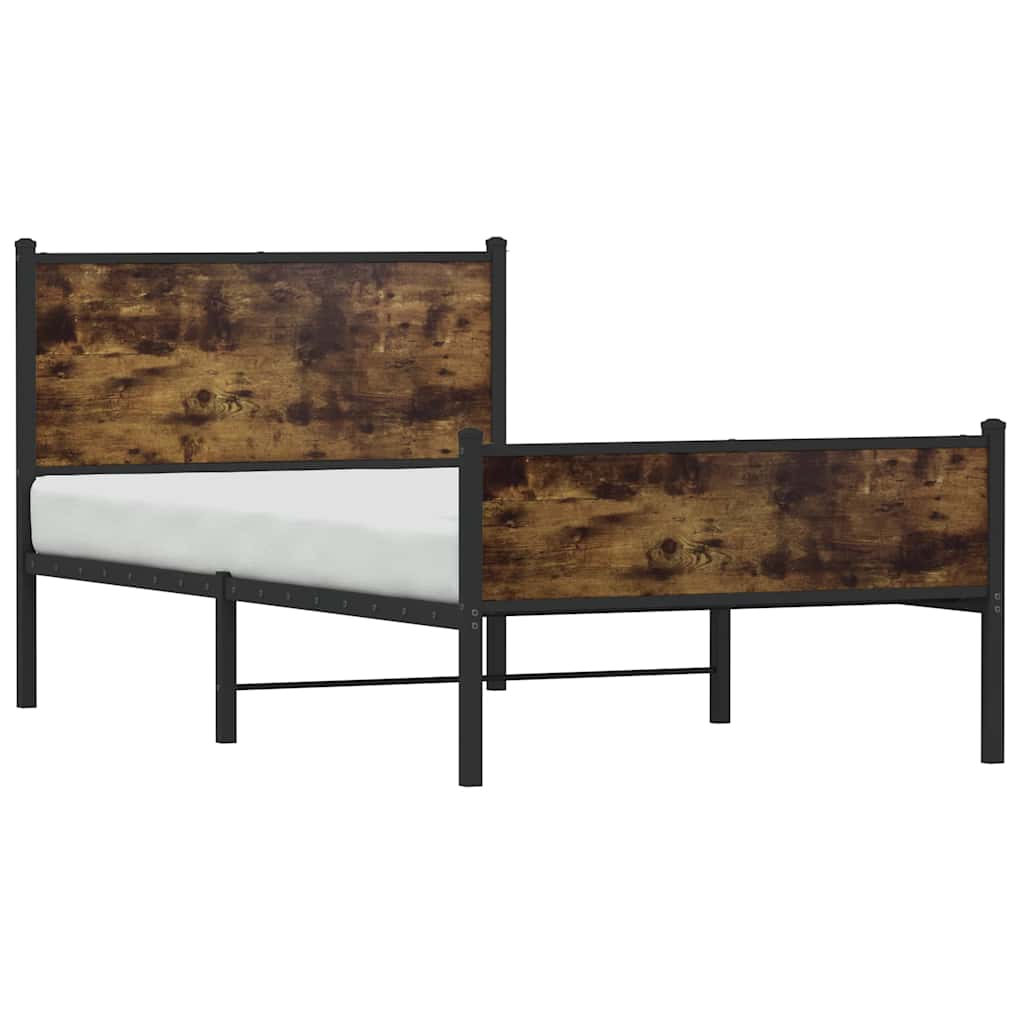Cadre de lit en métal sans matelas chêne fumé 107x203 cm - XIOS