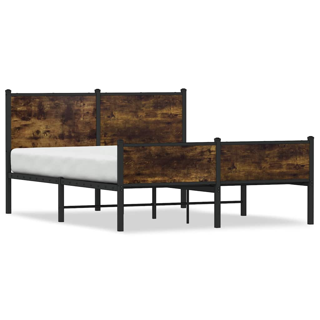 Cadre de lit en métal sans matelas chêne fumé 137x190 cm - XIOS