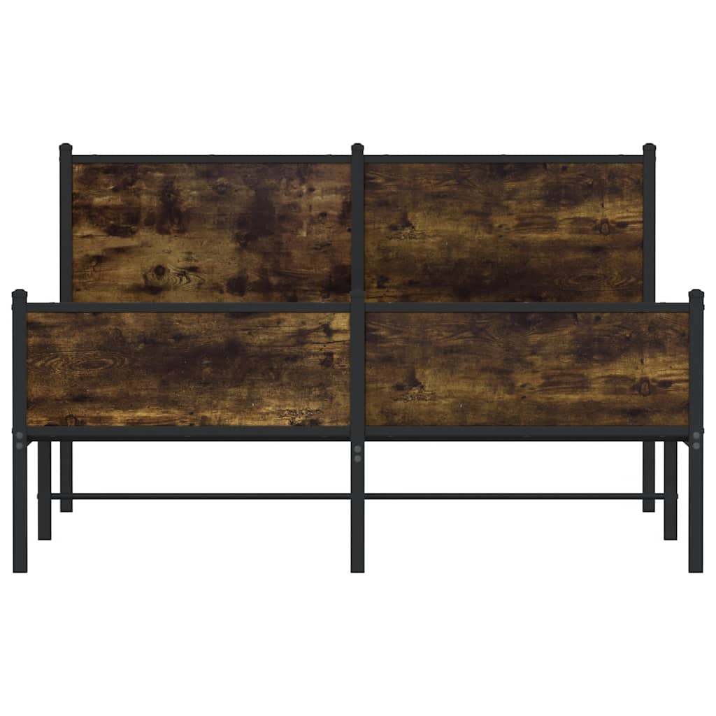 Cadre de lit en métal sans matelas chêne fumé 137x190 cm - XIOS