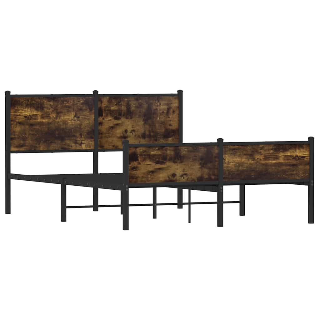 Cadre de lit en métal sans matelas chêne fumé 140x190 cm - XIOS