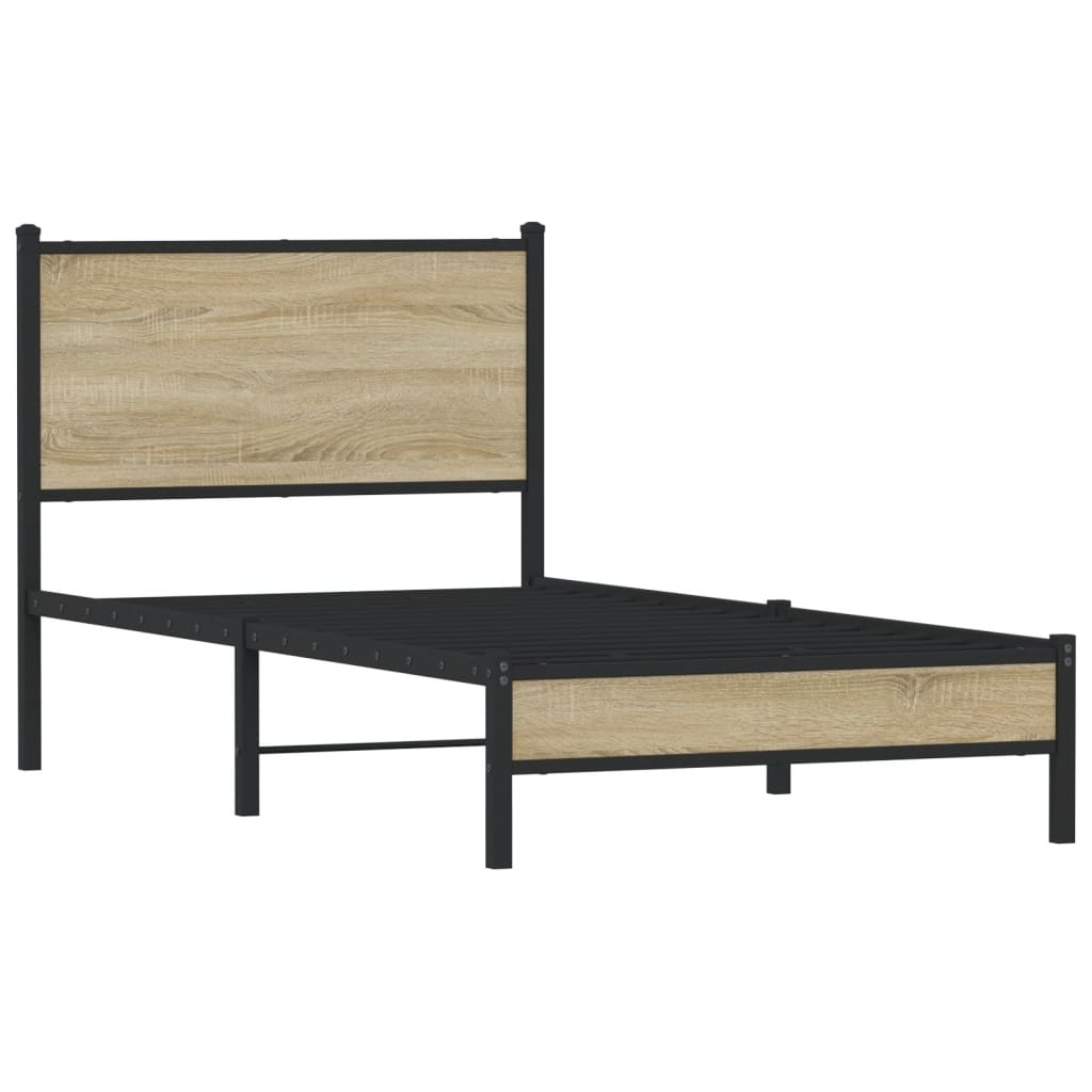 Cadre de lit en métal sans matelas chêne sonoma 75x190 cm - XIOS