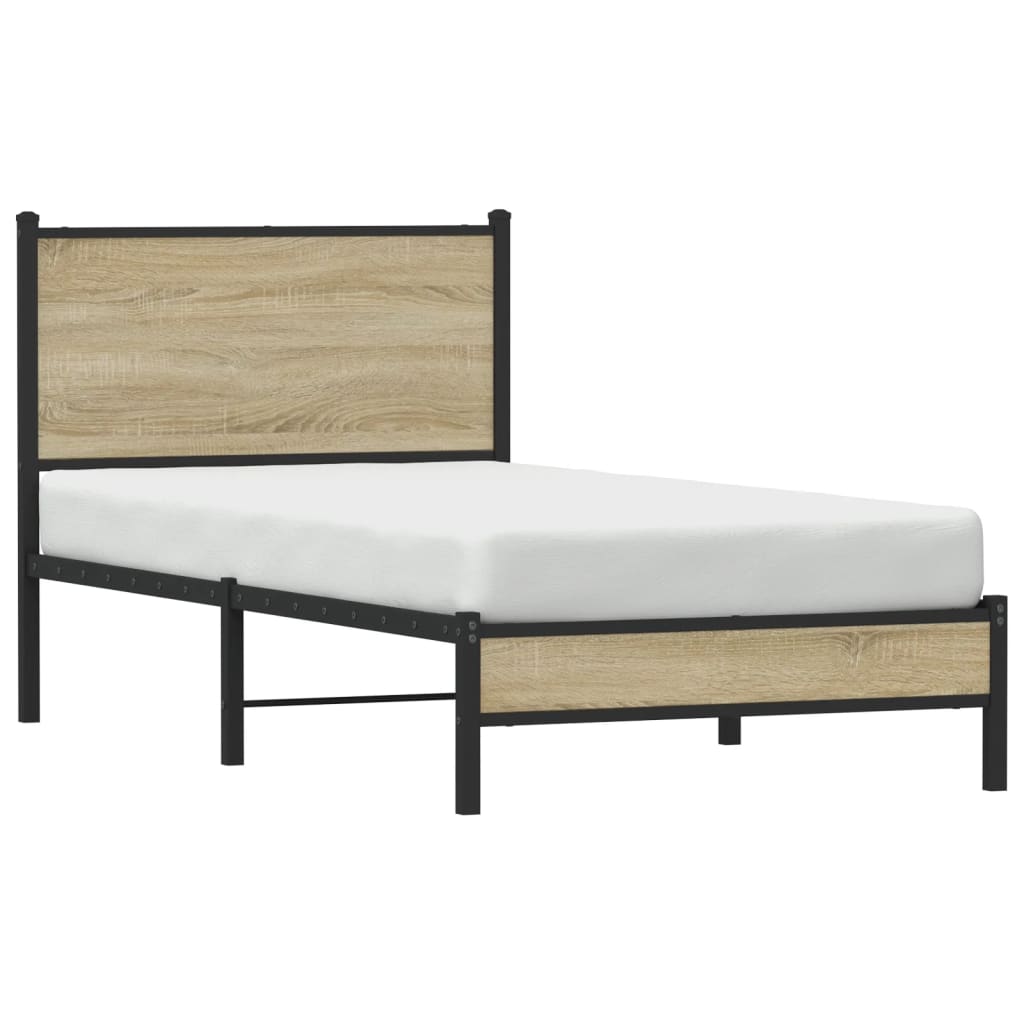 Cadre de lit en métal sans matelas chêne sonoma 75x190 cm - XIOS
