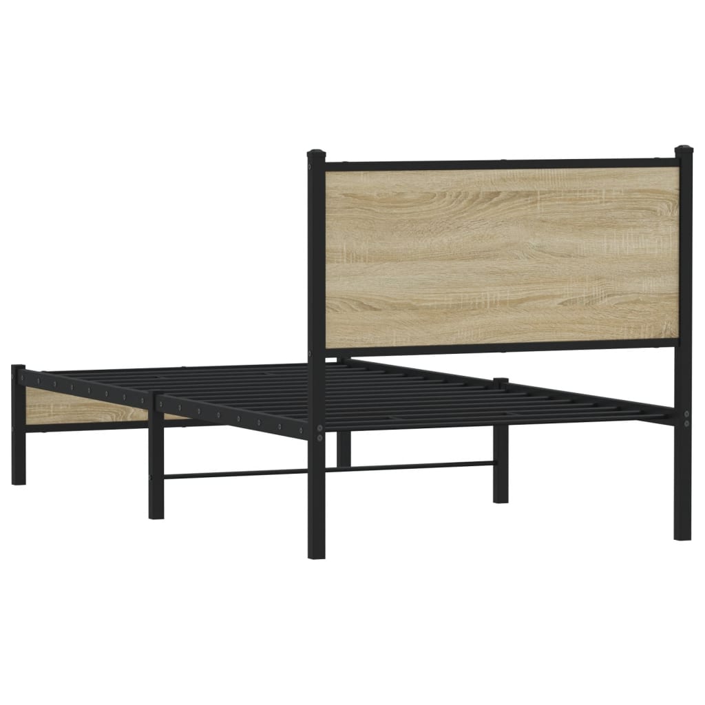 Cadre de lit en métal sans matelas chêne sonoma 75x190 cm - XIOS