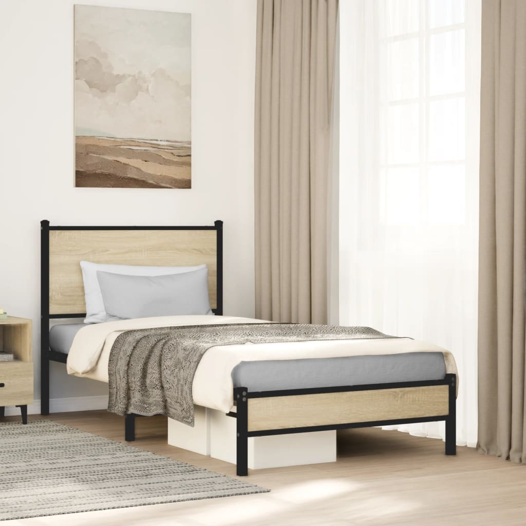 Cadre de lit en métal sans matelas chêne sonoma 90x200 cm - XIOS