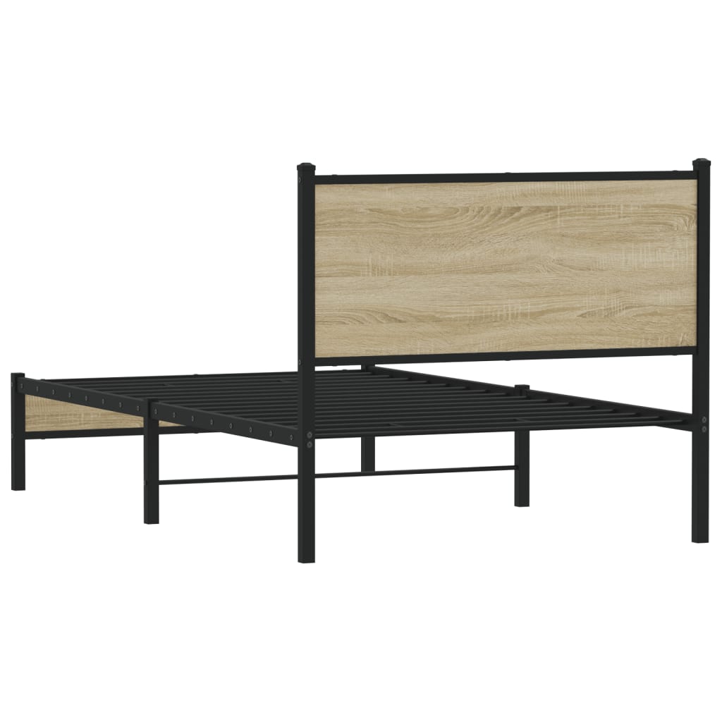 Cadre de lit en métal sans matelas chêne sonoma 100x190 cm - XIOS