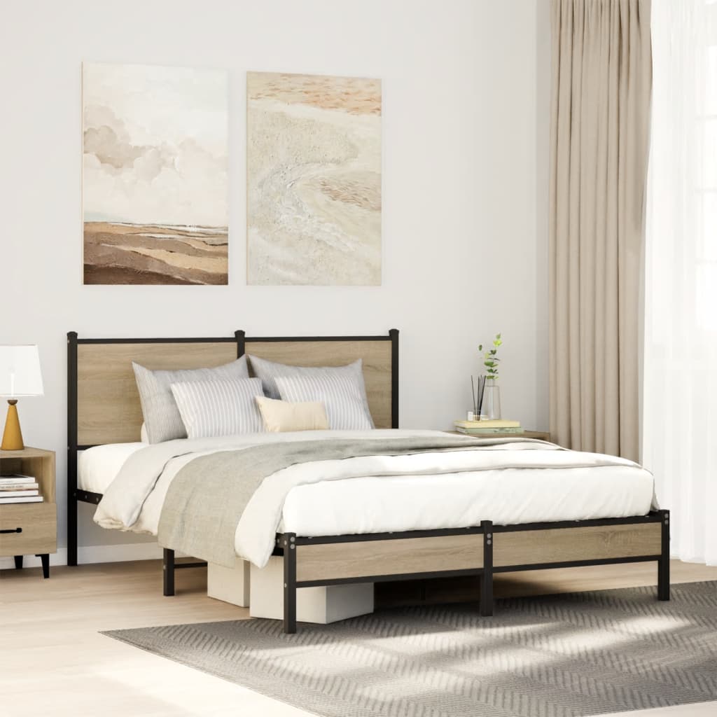 Cadre de lit en métal sans matelas chêne sonoma 140x190 cm - XIOS