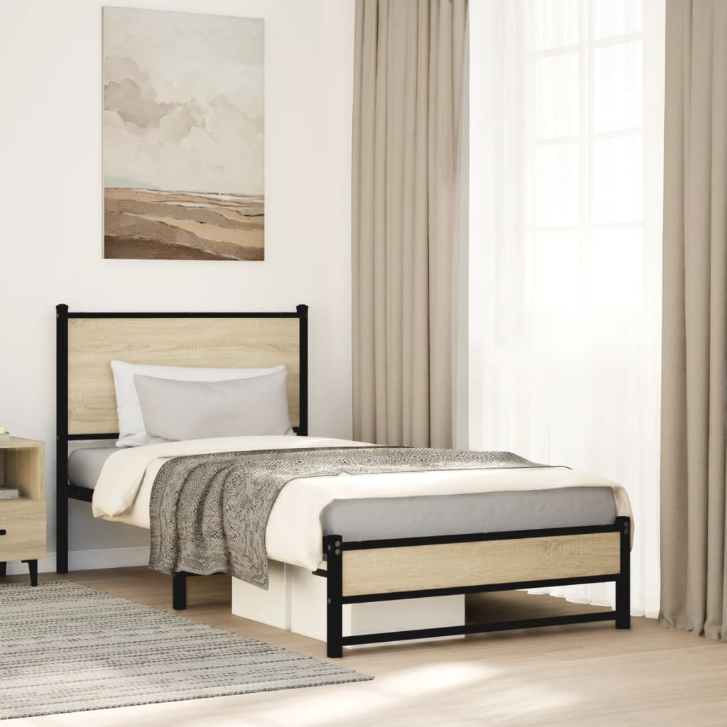 Cadre de lit en métal sans matelas chêne sonoma 90x190 cm - XIOS