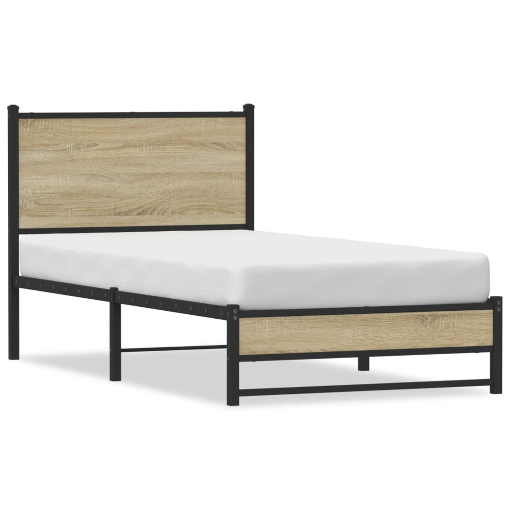 Cadre de lit en métal sans matelas chêne sonoma 90x200 cm - XIOS