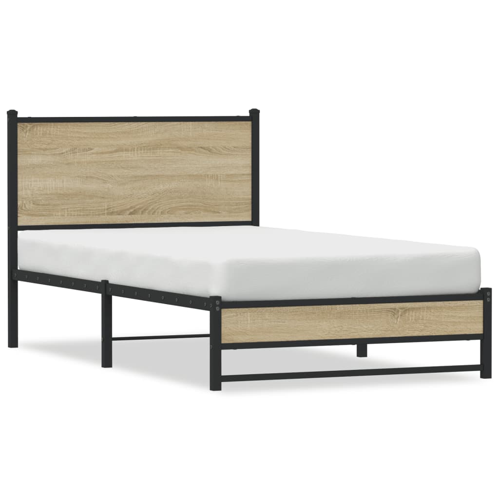 Cadre de lit en métal sans matelas chêne sonoma 100x190 cm - XIOS