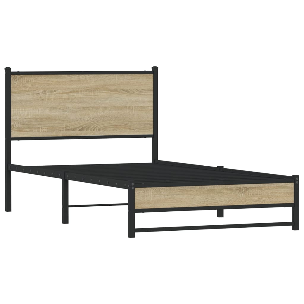 Cadre de lit en métal sans matelas chêne sonoma 100x190 cm - XIOS