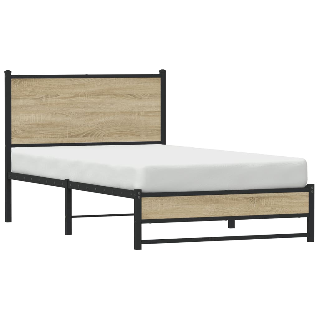 Cadre de lit en métal sans matelas chêne sonoma 100x190 cm - XIOS
