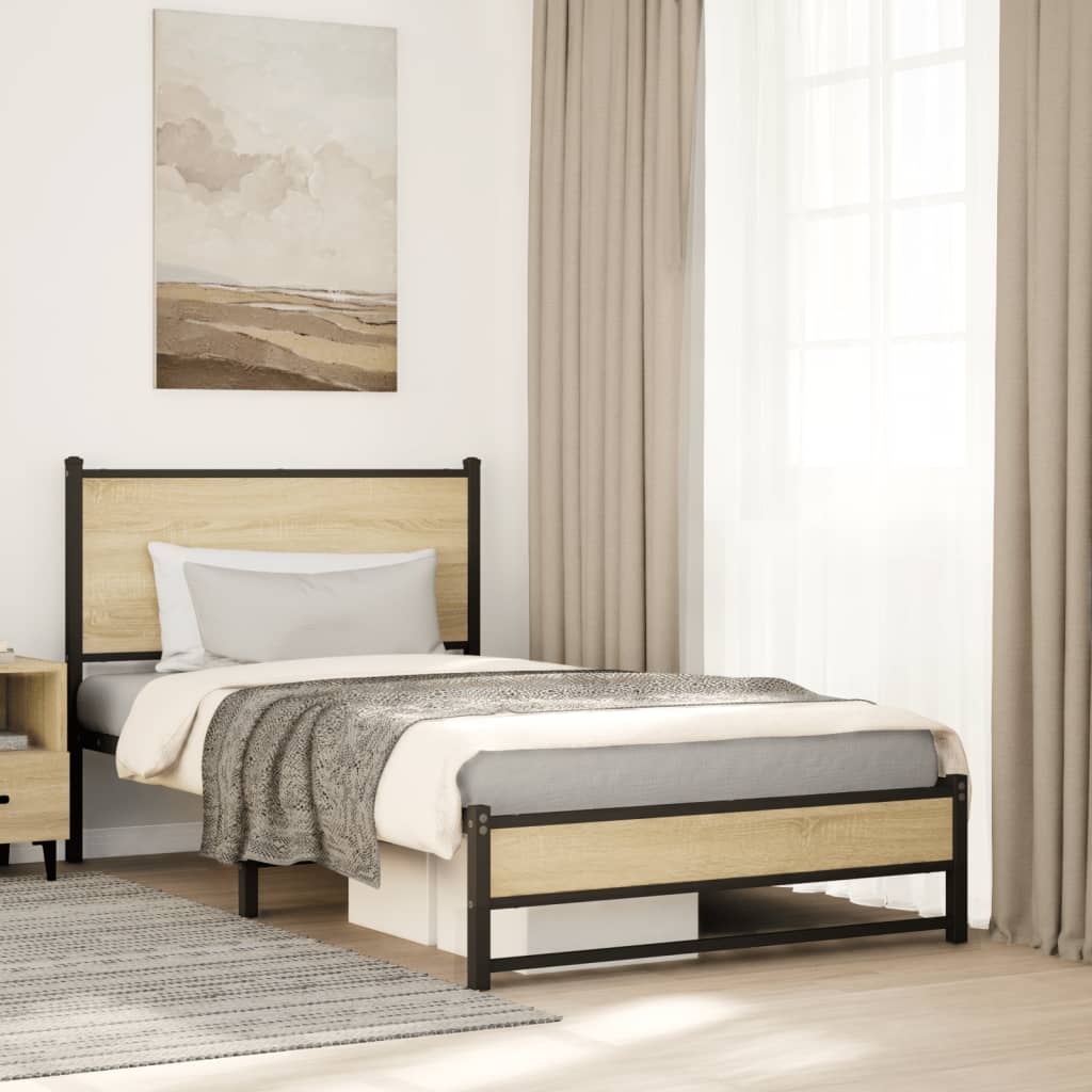 Cadre de lit en métal sans matelas chêne sonoma 100x190 cm - XIOS