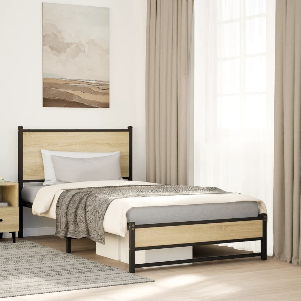 Cadre de lit en métal sans matelas chêne sonoma 107x203 cm - XIOS