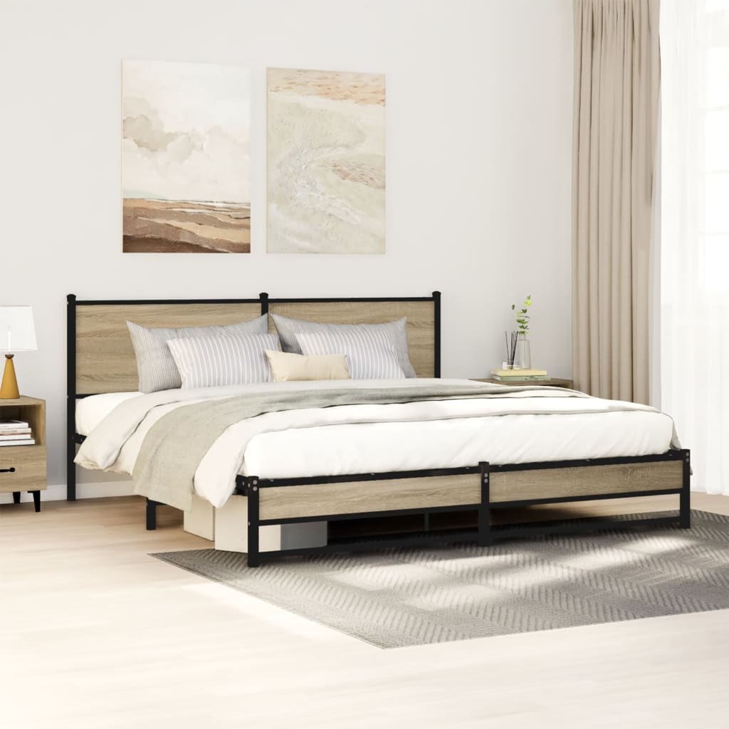 Cadre de lit en métal sans matelas chêne sonoma 160x200 cm - XIOS