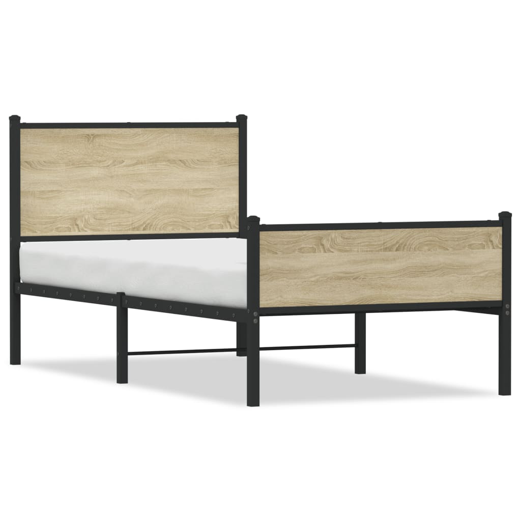 Cadre de lit en métal sans matelas chêne sonoma 75x190 cm - XIOS