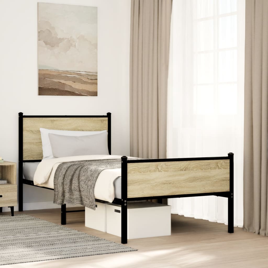 Cadre de lit en métal sans matelas chêne sonoma 80x200 cm - XIOS