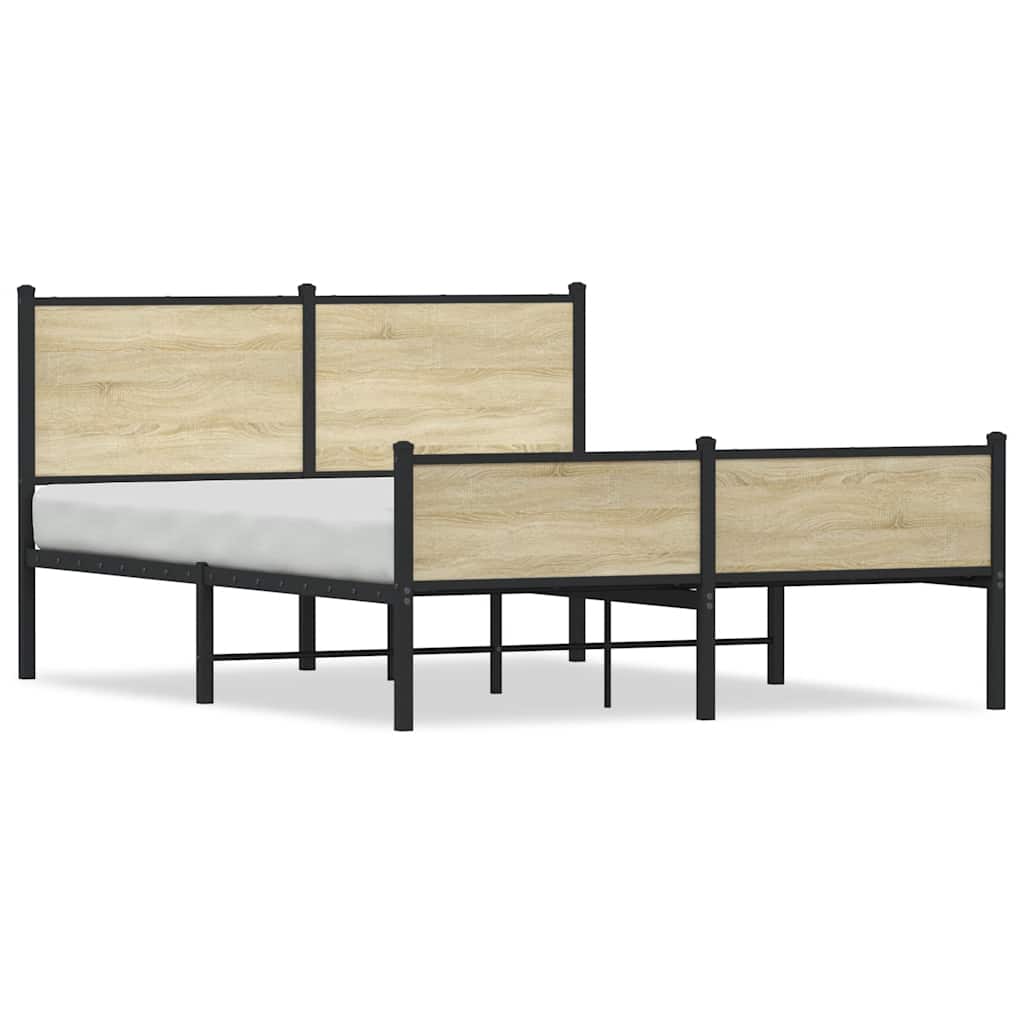 Cadre de lit en métal sans matelas chêne sonoma 137x190 cm - XIOS